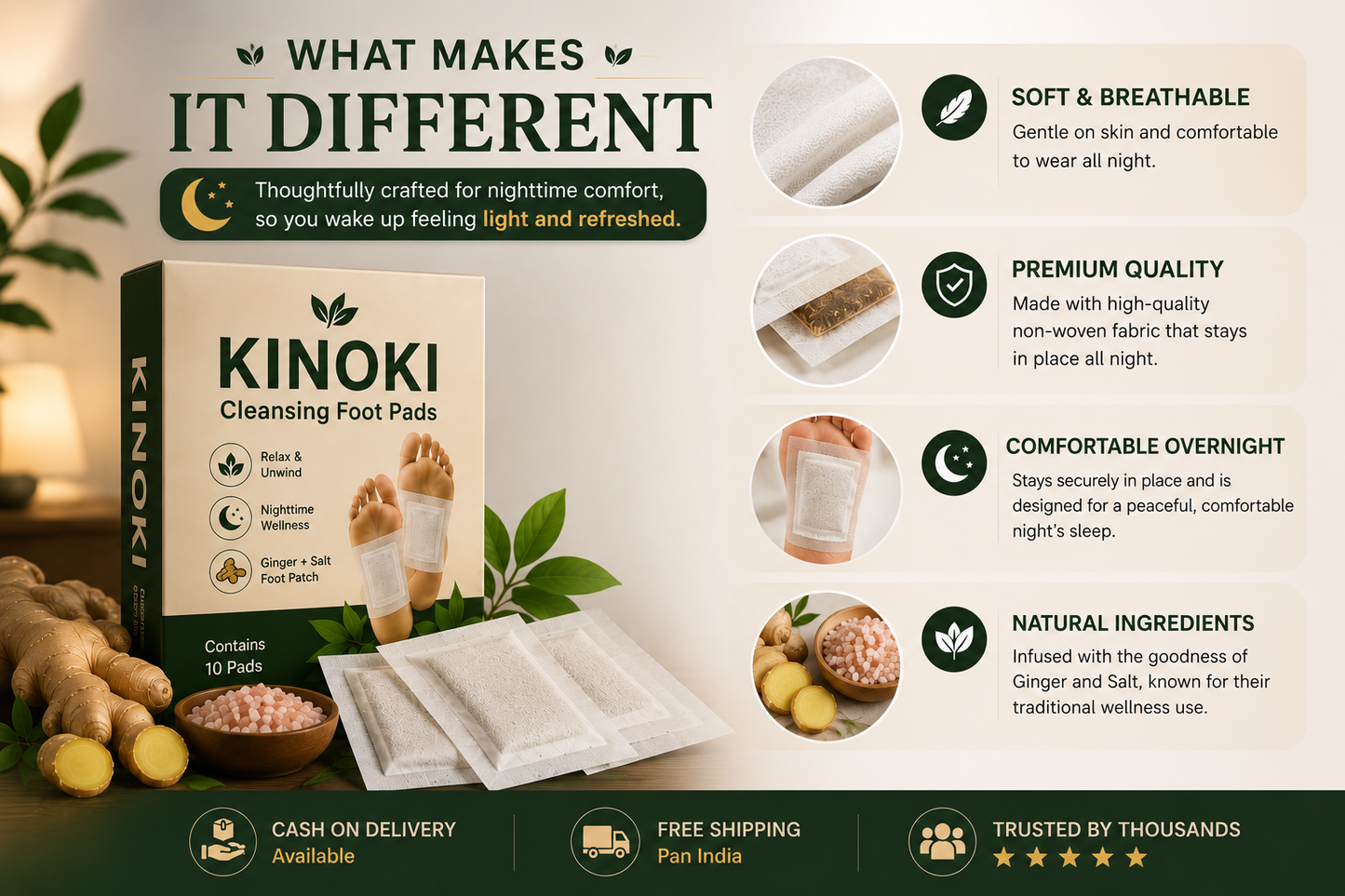 KINOKI Night time Wellness Foot Patches – Pack of 2