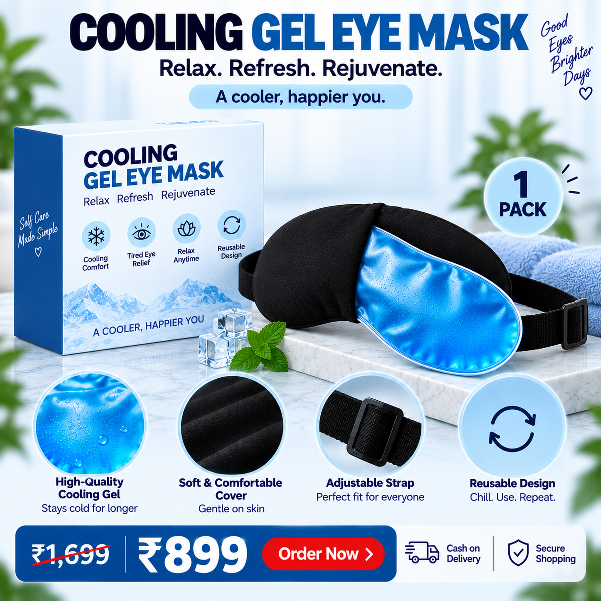 Reusable Cooling Gel Eye Mask