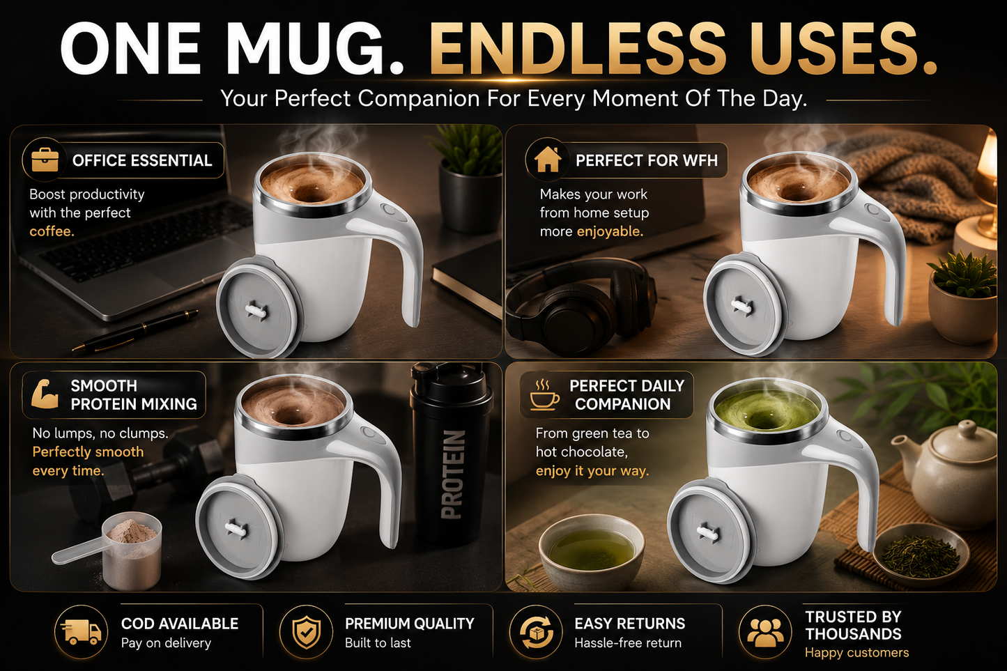 The VortexMug™ | Smart Magnetic Self-Stirring Mug
