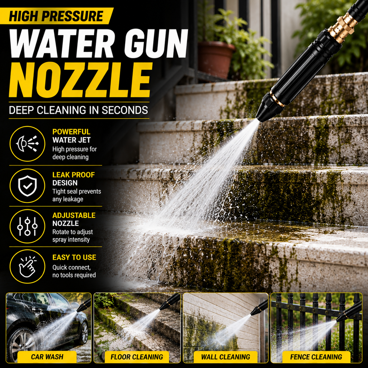 Portable High Pressure Washing Water Nozzle