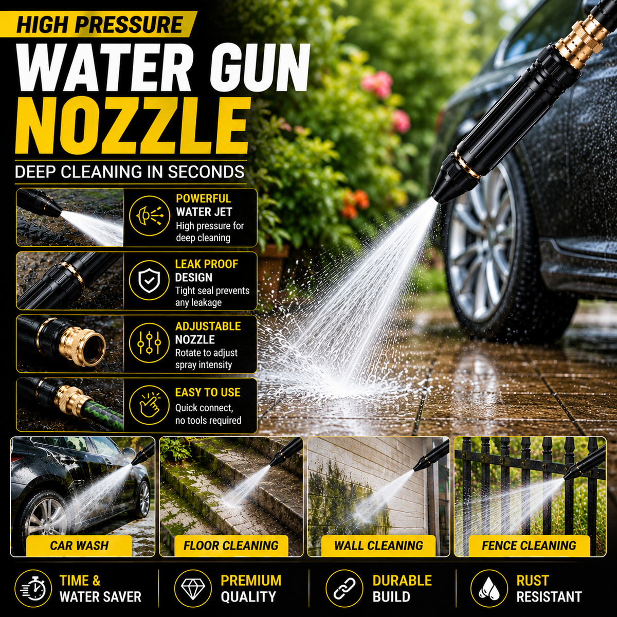 Portable High Pressure Washing Water Nozzle