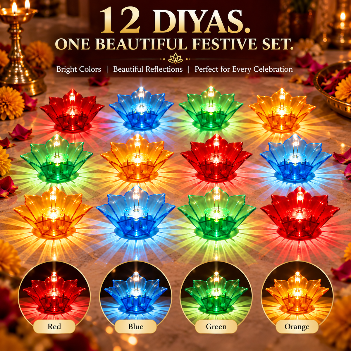 GlowLotus™ Water Reflection Diya-PACK OF 12