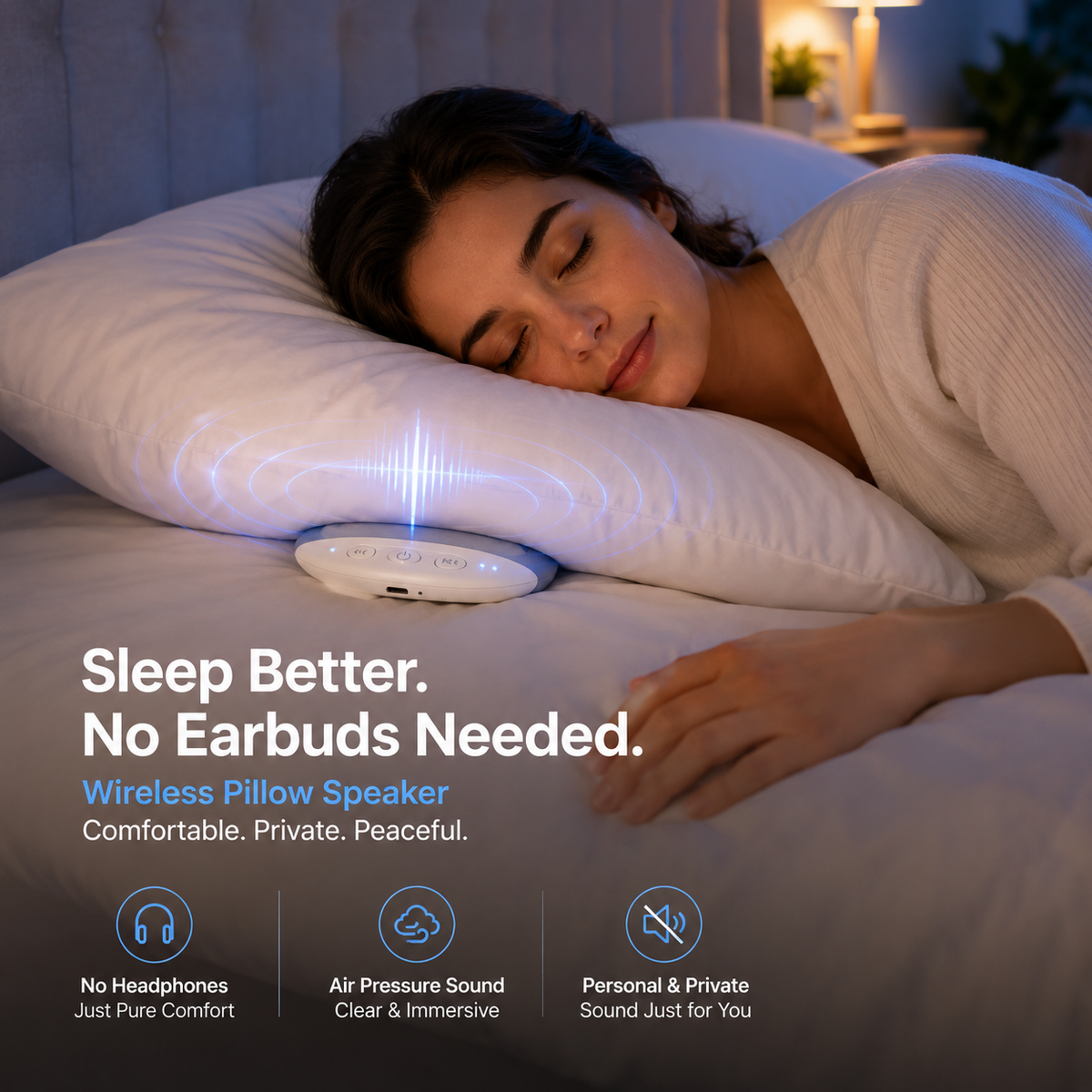 Wireless Pillow Speaker for Sleeping – No Earbuds Needed