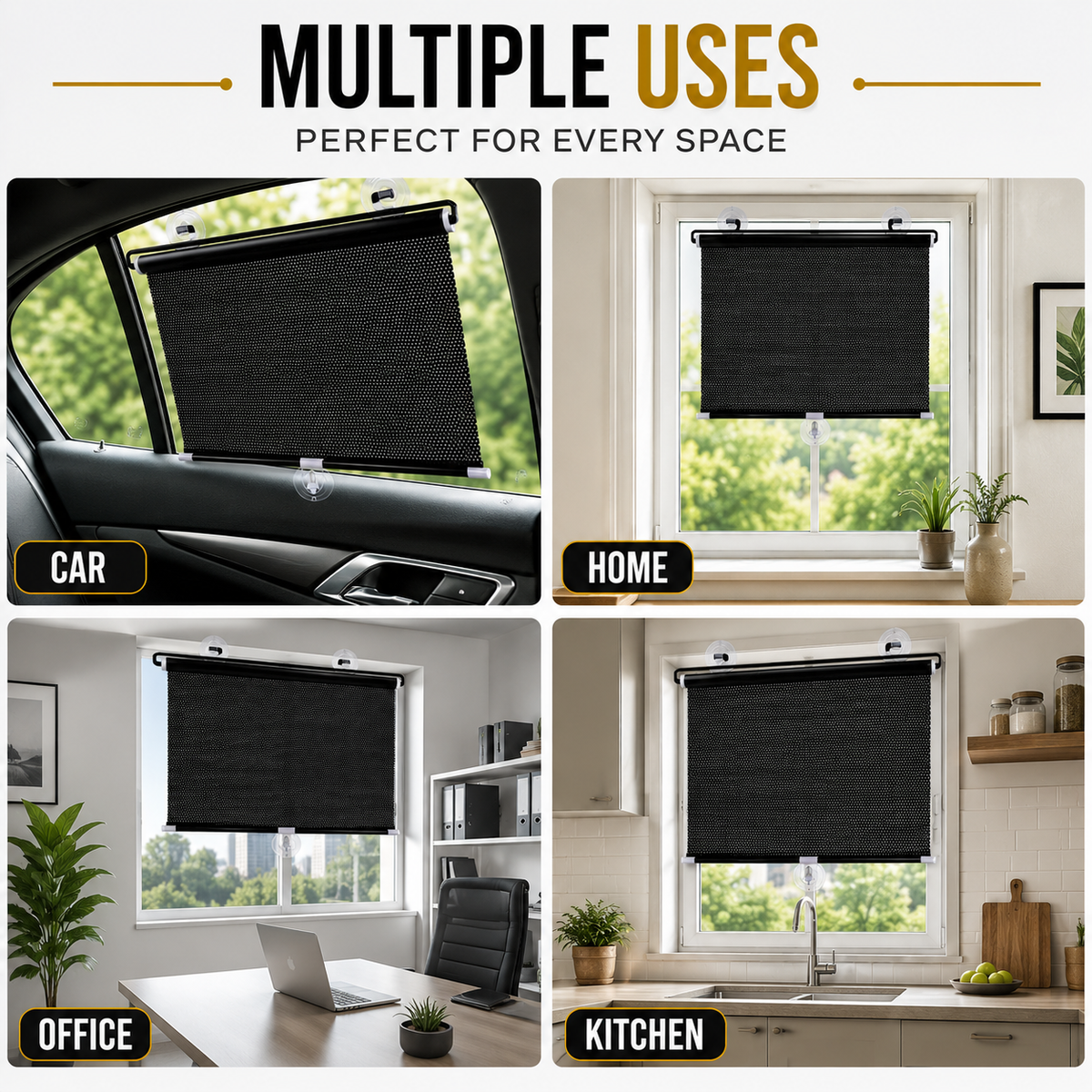 Premium Black Roller Blinds for Windows | Sunlight & Privacy Control