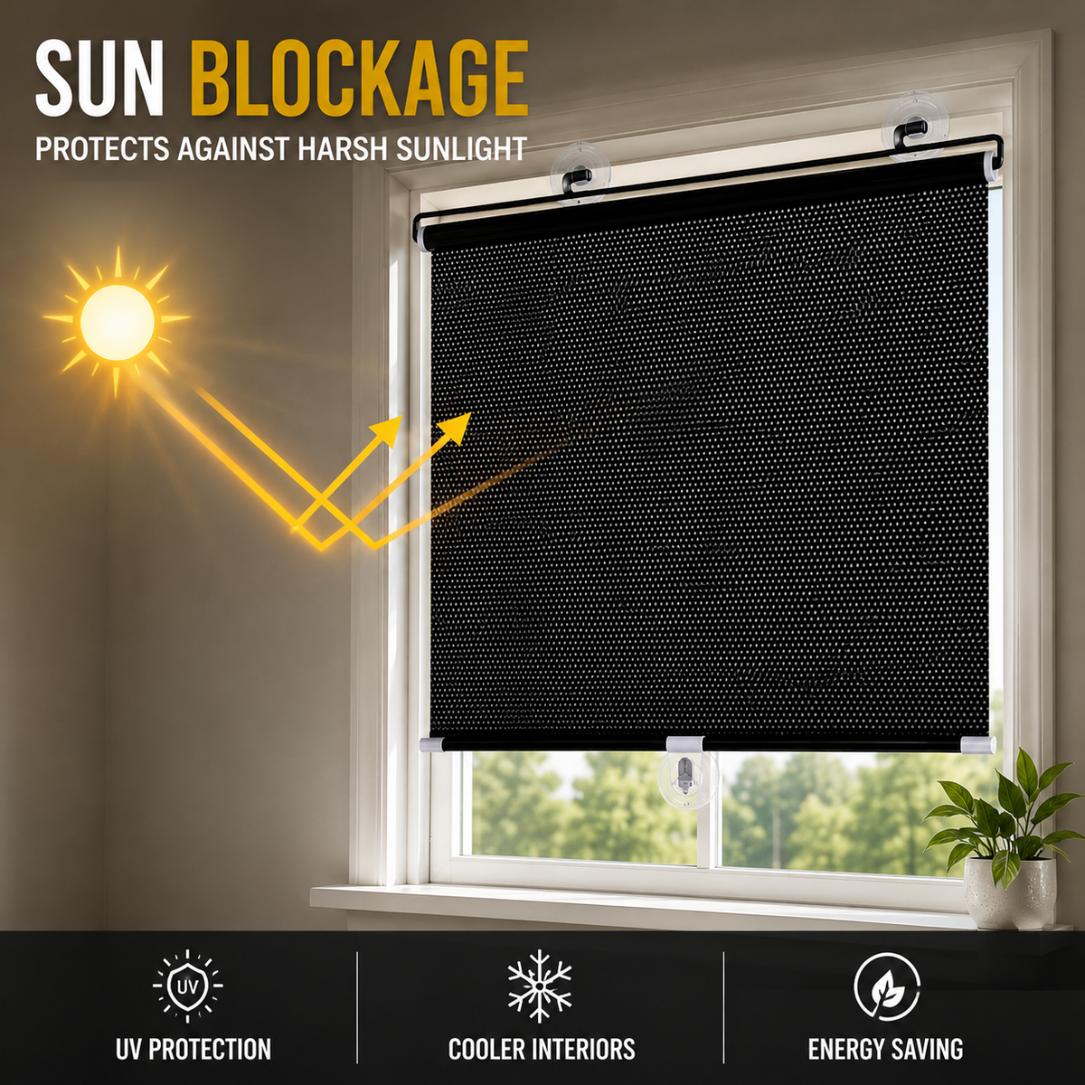 Premium Black Roller Blinds for Windows | Sunlight & Privacy Control