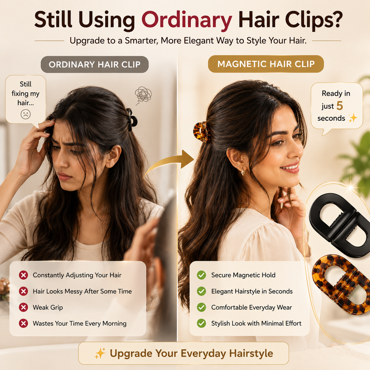 Magnetic Hair Clips for Women