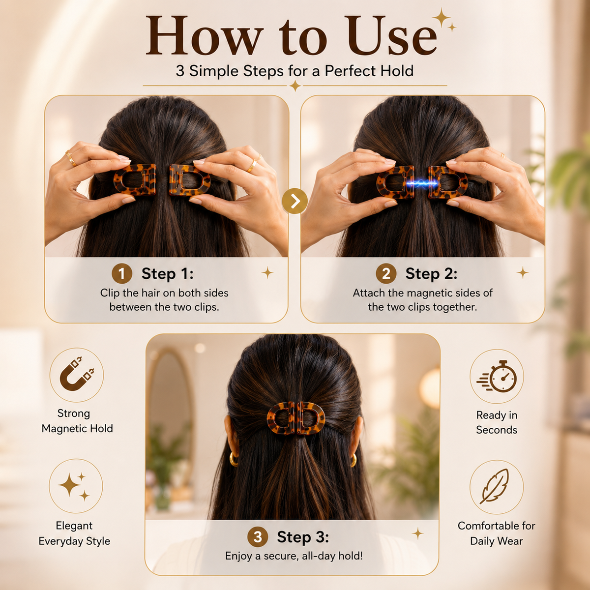 Magnetic Hair Clips for Women