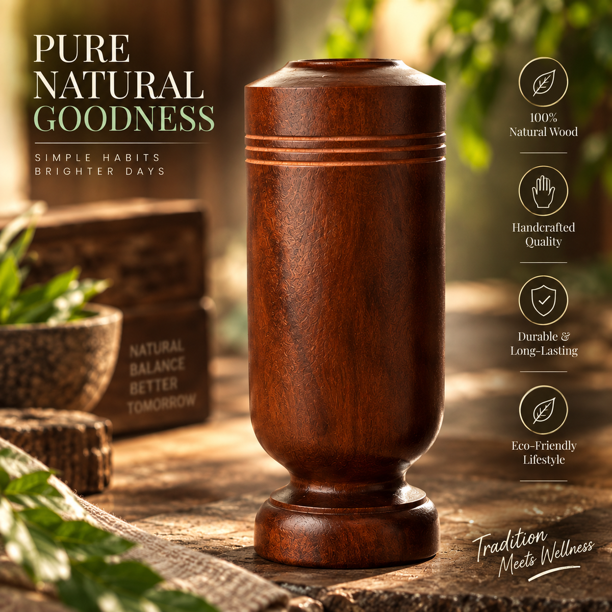 Jamun Wood Wellness Tumbler™ – Traditional Natural Drinkware