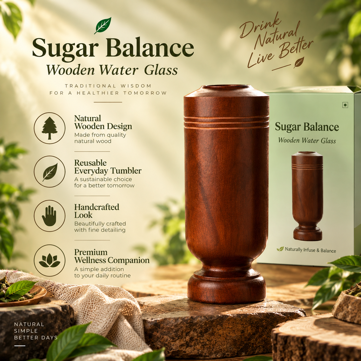 Jamun Wood Wellness Tumbler™ – Traditional Natural Drinkware