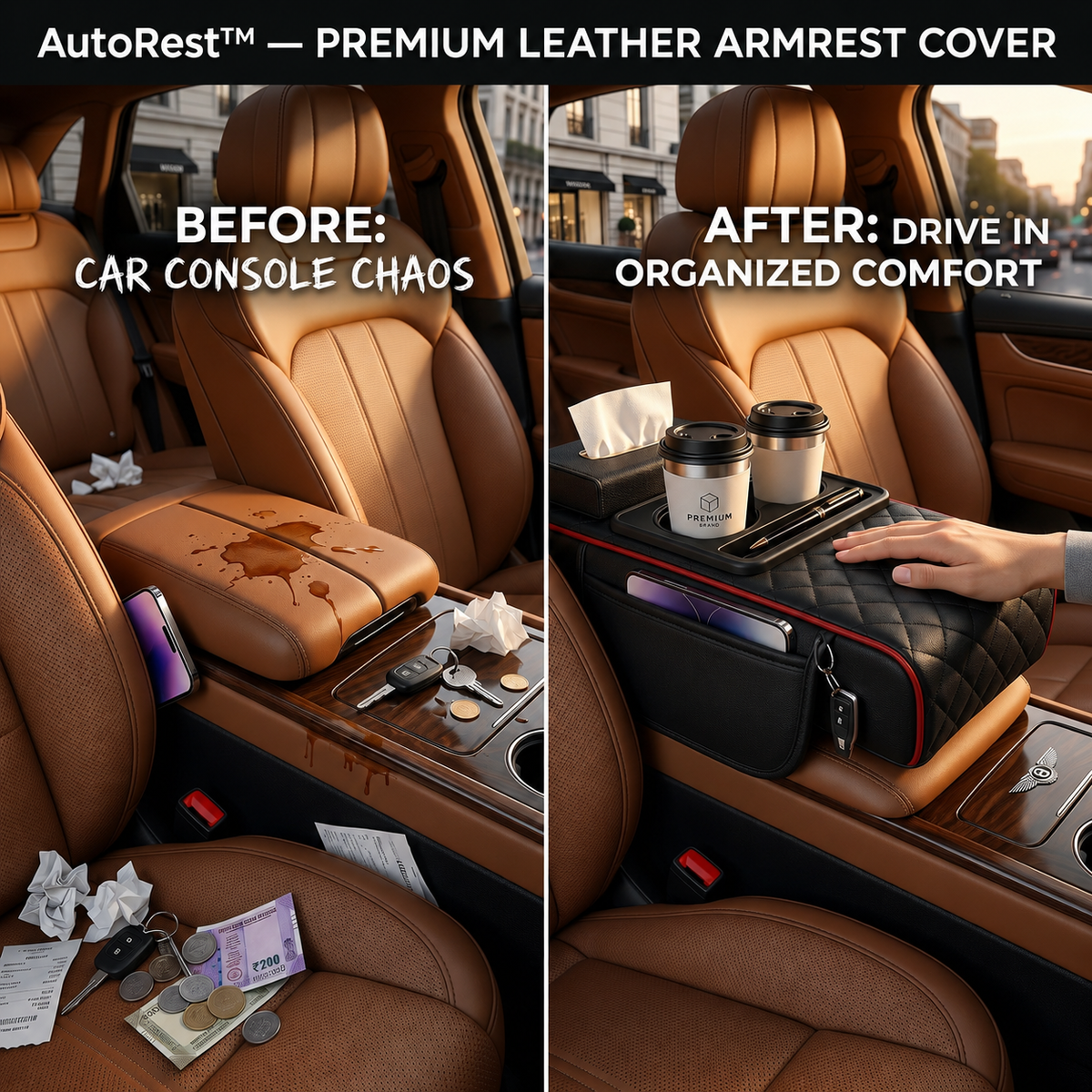 AutoRest- The Premium Leather Armrest Cover for Car
