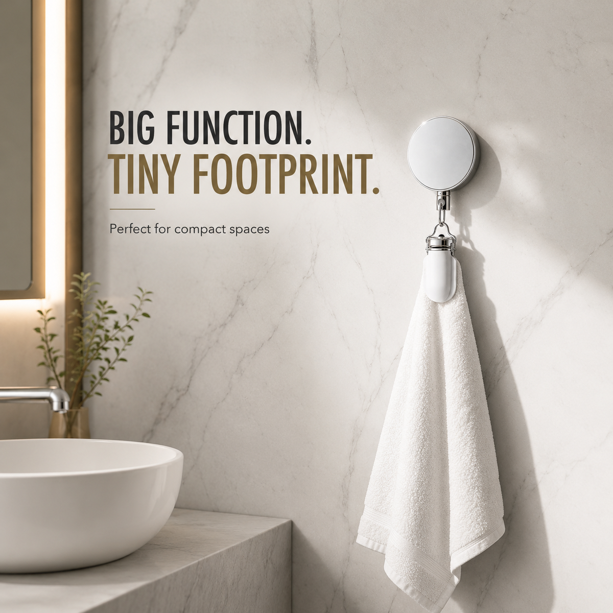 Retractable Towel Holder Clip – Stainless Steel Self-Adhesive Wall Mount for Kitchen & Bathroom