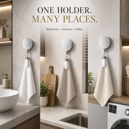 Retractable Towel Holder Clip – Stainless Steel Self-Adhesive Wall Mount for Kitchen & Bathroom