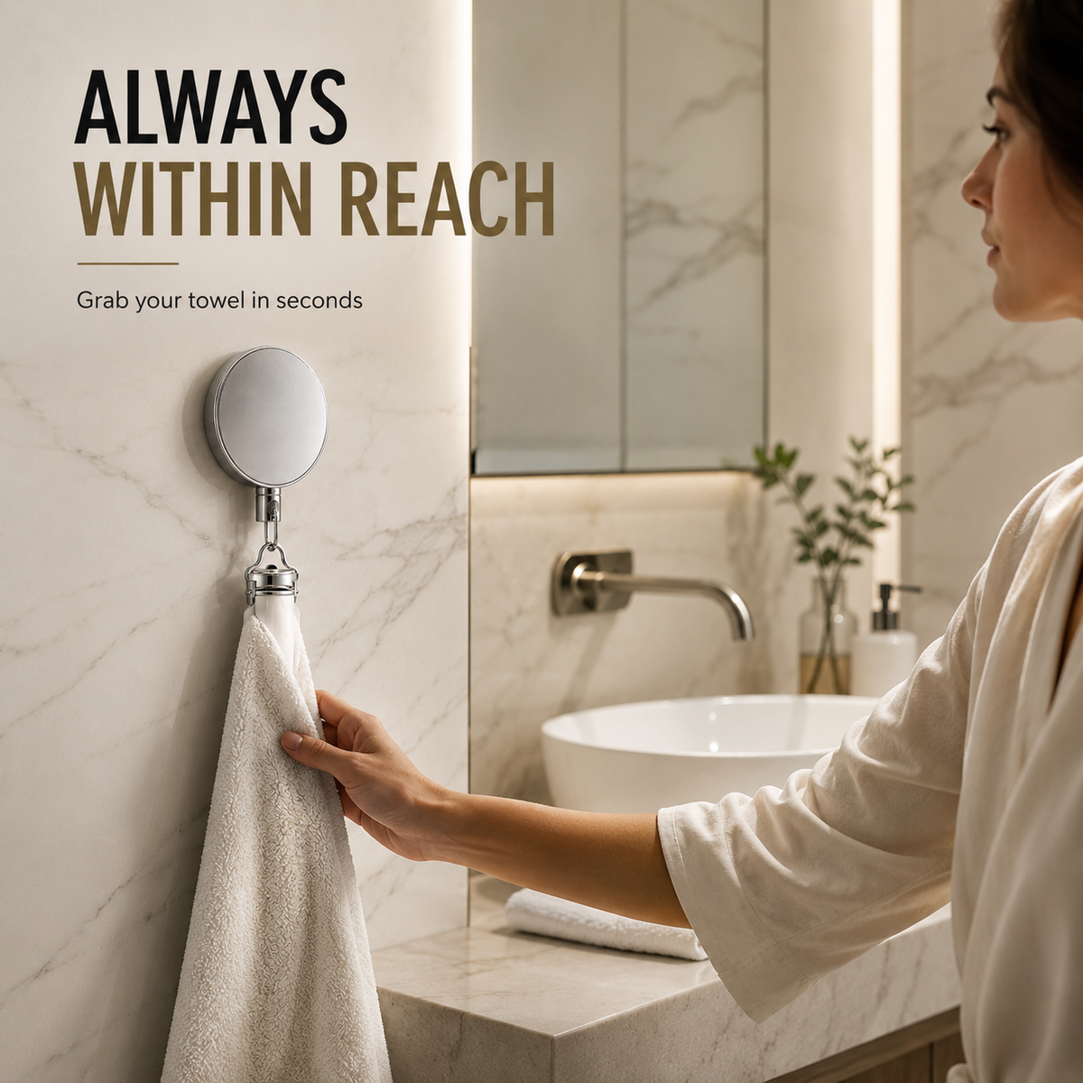 Retractable Towel Holder Clip – Stainless Steel Self-Adhesive Wall Mount for Kitchen & Bathroom