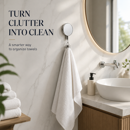 Retractable Towel Holder Clip – Stainless Steel Self-Adhesive Wall Mount for Kitchen & Bathroom