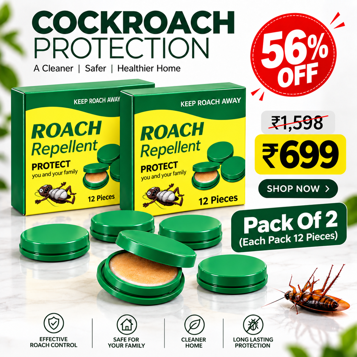 RoachGuard™ Cockroach Bait Gel – 12 Pcs(Pack of 2)