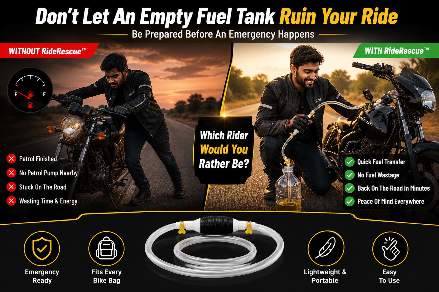 Ride Rescue™ Emergency Fuel Transfer Kit