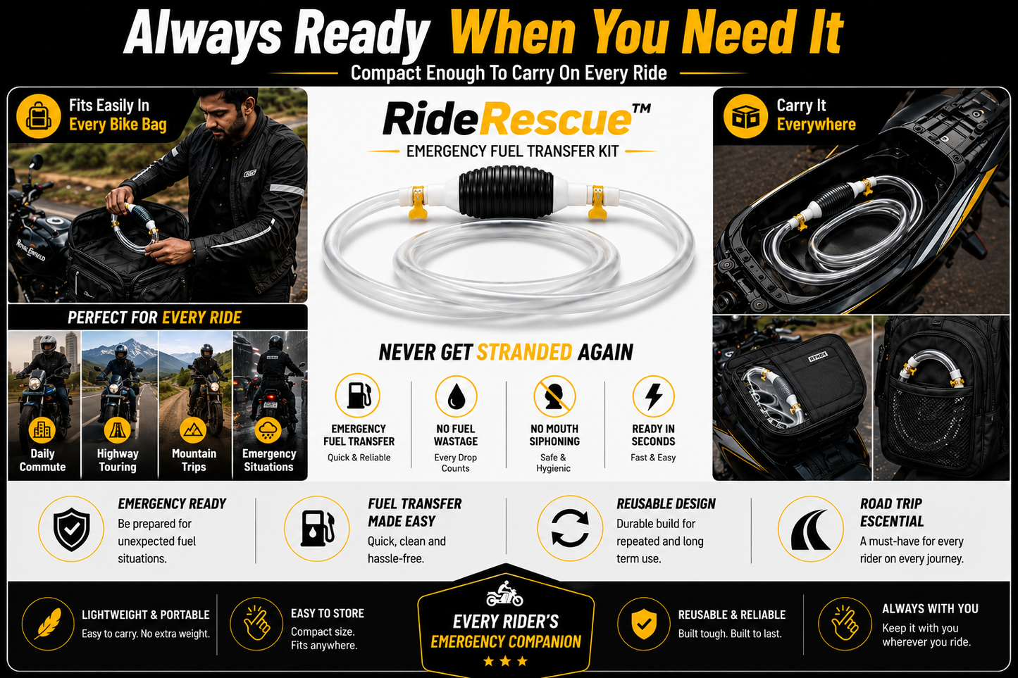 Ride Rescue™ Emergency Fuel Transfer Kit