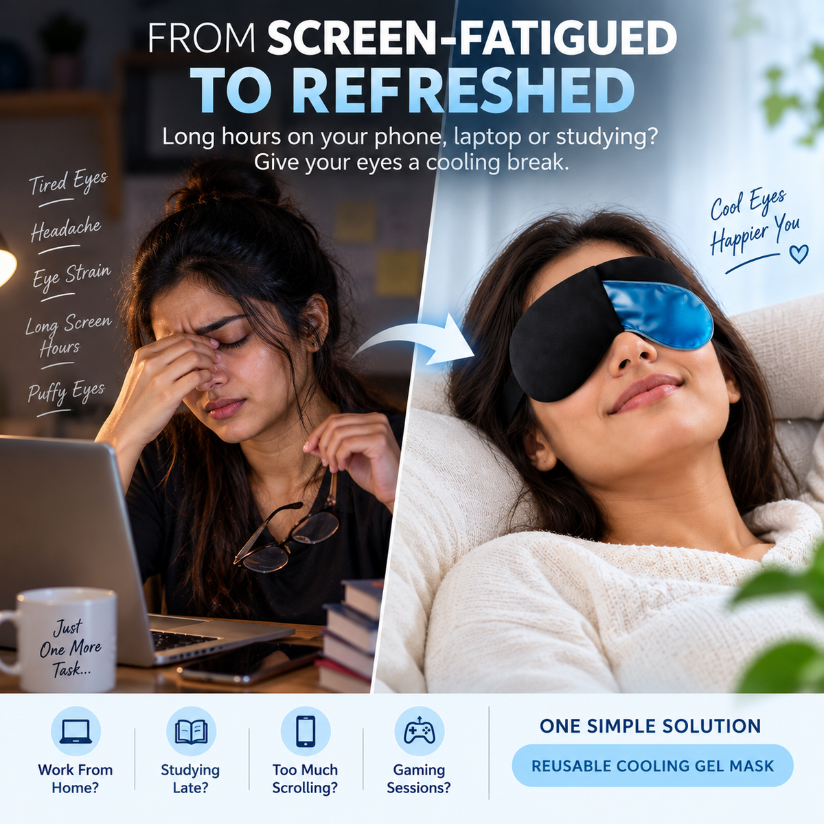 Reusable Cooling Gel Eye Mask