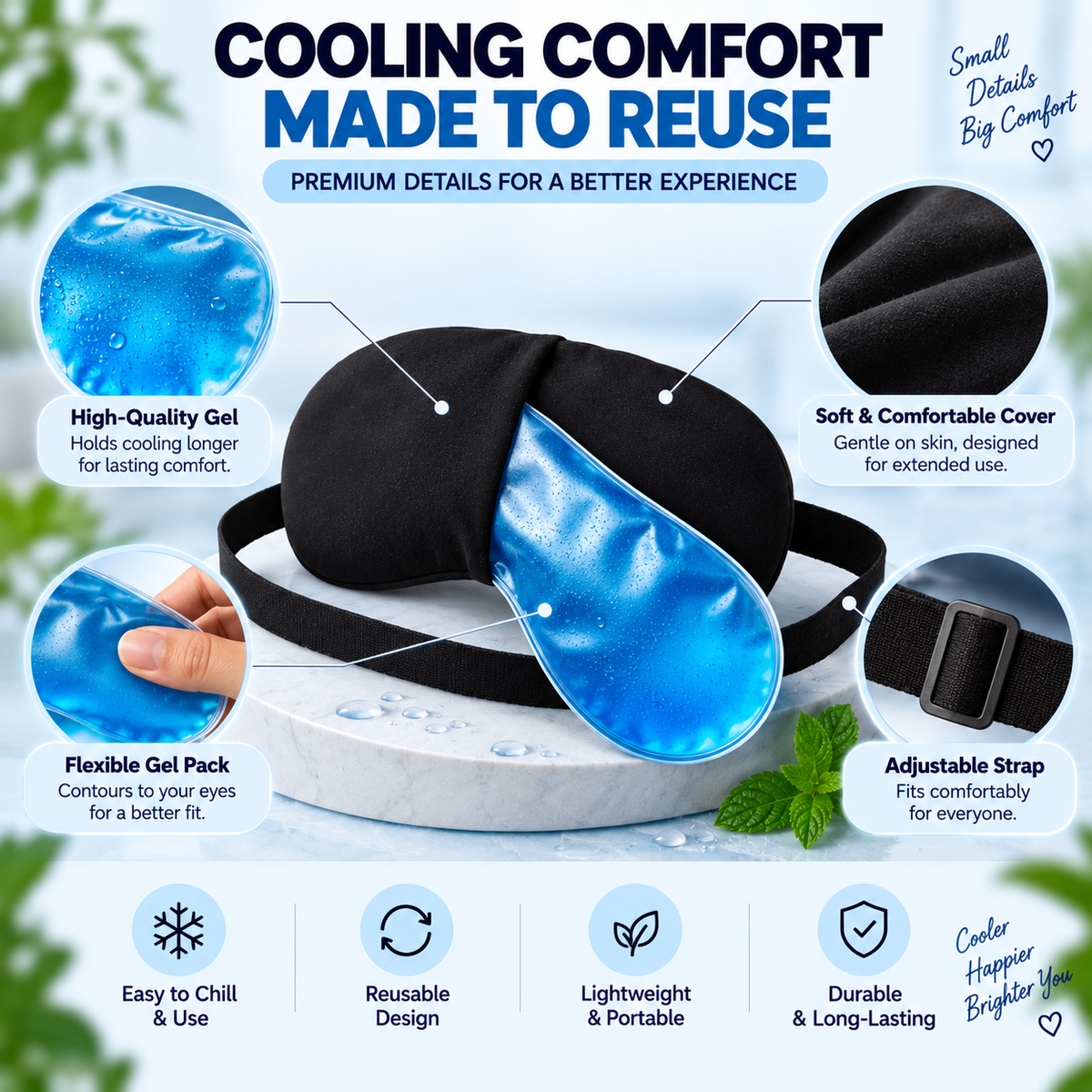 Reusable Cooling Gel Eye Mask